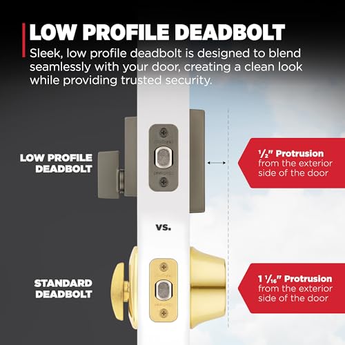 Image of Kwikset San Clemente Front Door Lock Handle and Deadbolt Set, Entry Handleset Exterior with Square Pismo Interior Door Knob, Gunmetal, Pick Resistant SmartKey Rekey Deadbolt Security