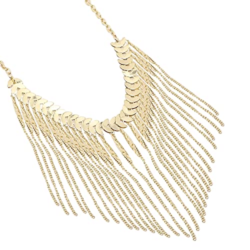 Image of SOHI Contemporary Necklace for Women and Girls, Necklace with Chain detailing for women, Statement jewellery, Fashion Jewellery for women, Imitation, ladies