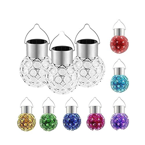 Fellibay Hanging Solar Lights Solar Garden Lights Colour Changing Light Solar Bulb Lights Outdoor for Garden, Yard, Patio, Lawn, Waterproof, 3 Pack