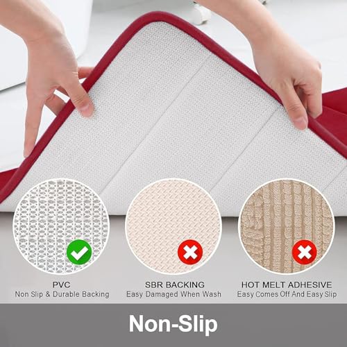 Homaxy Memory Foam Komfortabel Dick Badezimmerteppich, 40 x 120 cm, Weinrot – Ansicht 3