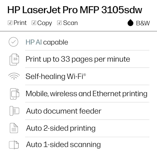 HP LaserJet Pro 3105sdw Monochrome Laser Printer | All-in-One - image 2