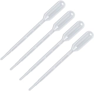 Transfer Pipettes, 100 Pack Clear Plastic Disposable Liquid Droppers, Graduated Pipetting for Laboratory Experiment (2 ML, 100)