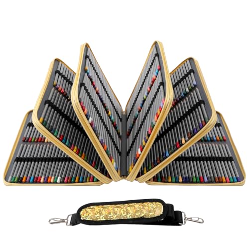 Image of Large Capacity Colored Pencil Case - 500 Individual Slots PU leather with Zipper Closure Portable Organizer for Watercolor Pencils Ideal for Artists(Yellow)