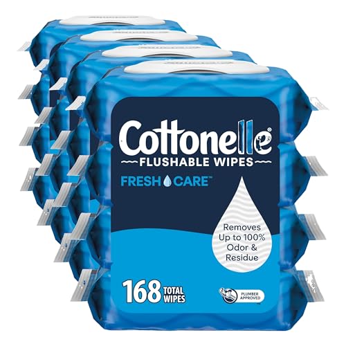 Image of Cottonelle Fresh Care Flushable Wet Wipes, Adult Wet Wipes, Flip-Top Packs, 42 Wipes Per Pack, Packaging May Vary (Pack of 16)