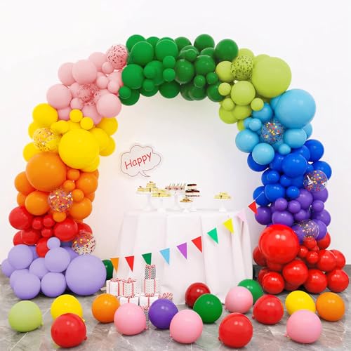 Reaeon QQ-100PACK Colorful Balloons, 100 Pcs 12 Inch Assorted Rainbow Latex Balloons, Bright Color Balloons For Birthday Baby Shower Wedding Party Decorations thumb #6