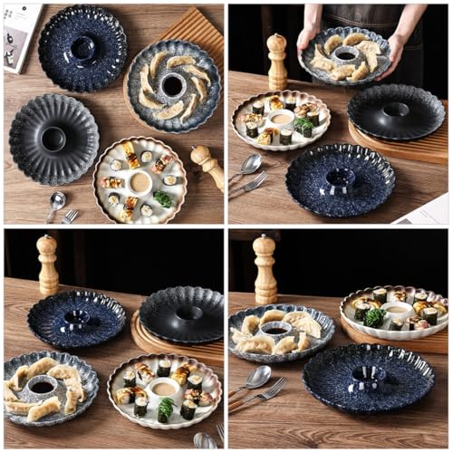 Plato cerámico redondo para salsa y sushi estilo japonés miniatura 4