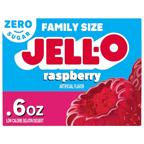 Jell-O Raspberry Zero Sugar Gelatin Dessert Mix, Family Size, 0.6...