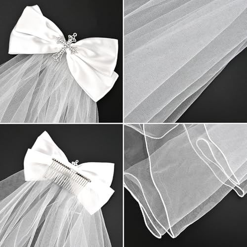 First Communion Veil Crystal Cross Bow Veil First Communion Dress Up Chapel Baptism Veil3