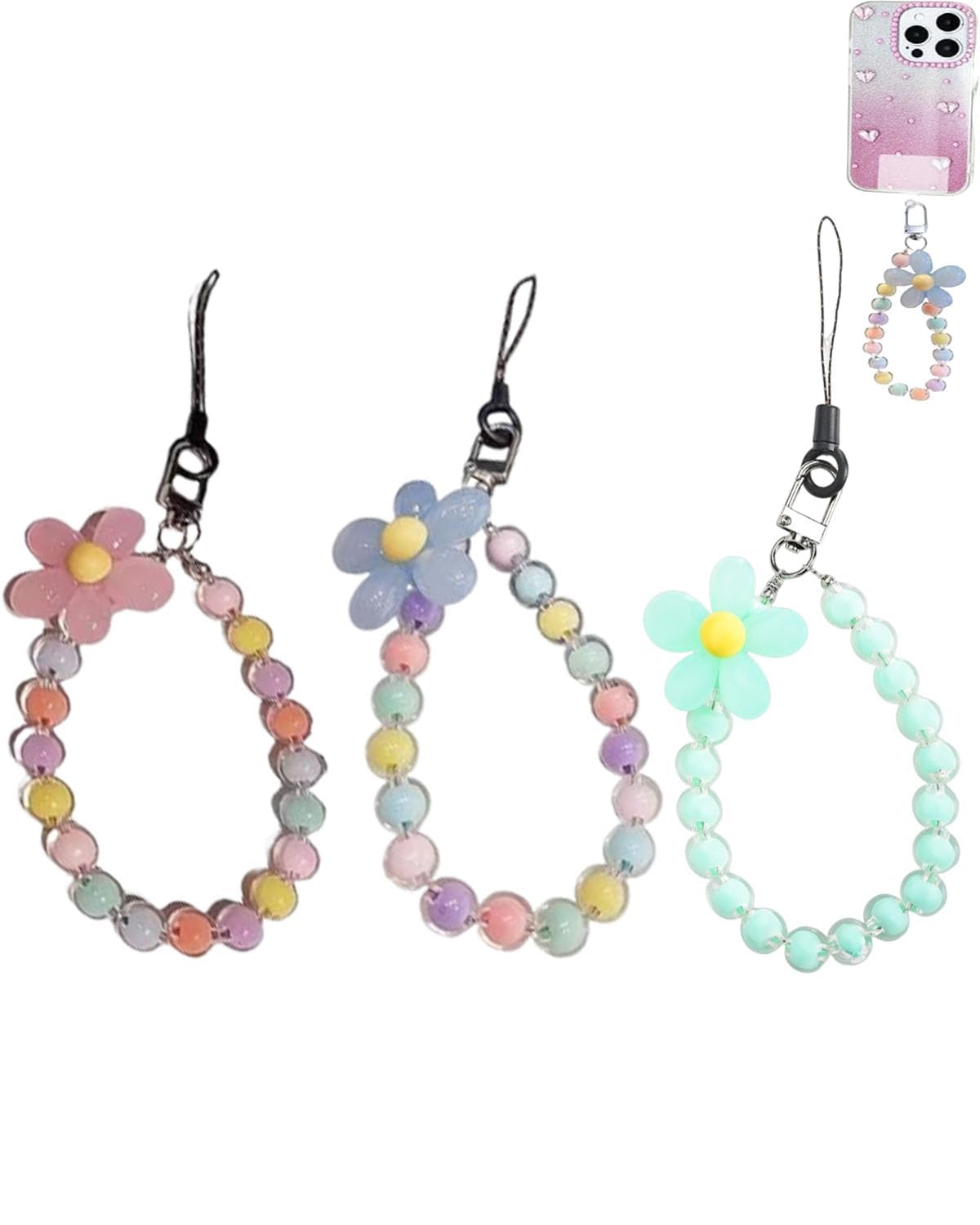 3 Pcs Phone Charm, Bag Charms, Beaded Flower Phone Lanyard, Cute and Stylish Phone Strap for Girls and Women, Pink, Blue, and Multicolor Design, Phone Charms for Girls-image-21