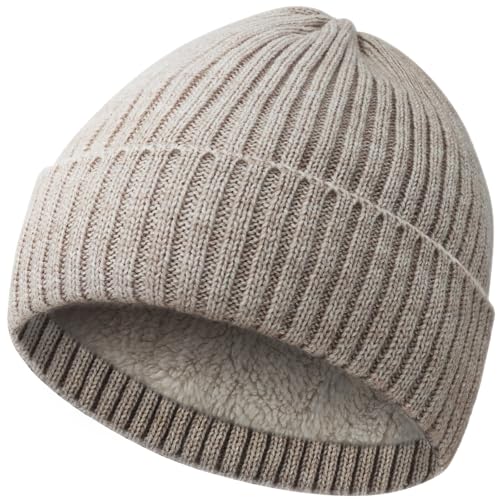 MIG4U Kids Beanie Hat Wool Knitted Warm Fleece Lined, Soft Coral Thick Cuffed Winter Hat Beanie Cap for Cold Weather