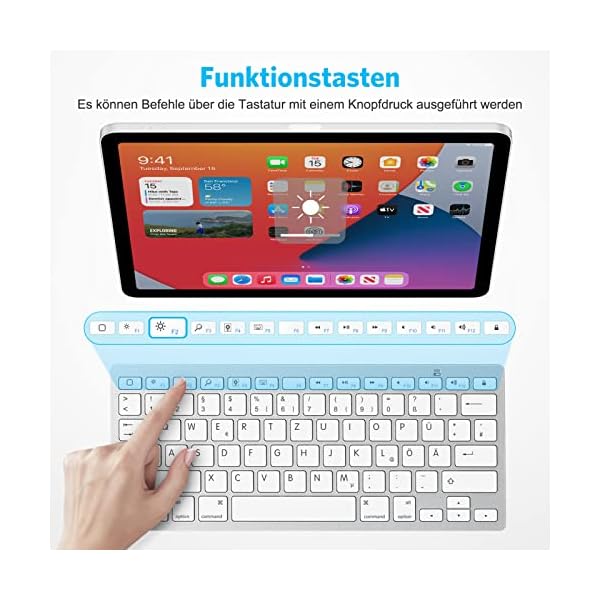 Emetok Deutsche Bluetooth Tastatur für iPad, Ultra-dünn QWERTZ Tastatur kompatible mit iPad 10,2/9,7,iPad Pro 11/iPad… – Bild 4