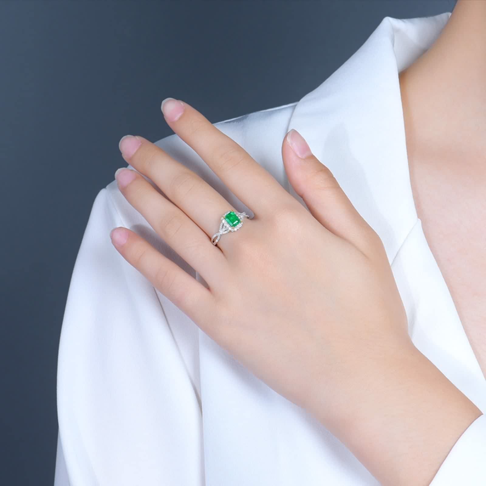 Anillos con Esmeralda, Anillo de Pedida de Mano para Mujer para Esposa Novia Por Promesa de Boda