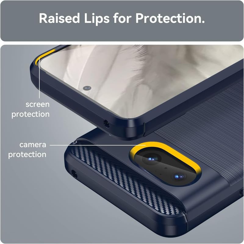 Image of NPRC Hybrid Ultra Slim Protective Case TPU Non-Slip Carbon Fiber Texture Shockproof Case Cover for Google Pixel 8 - Blue
