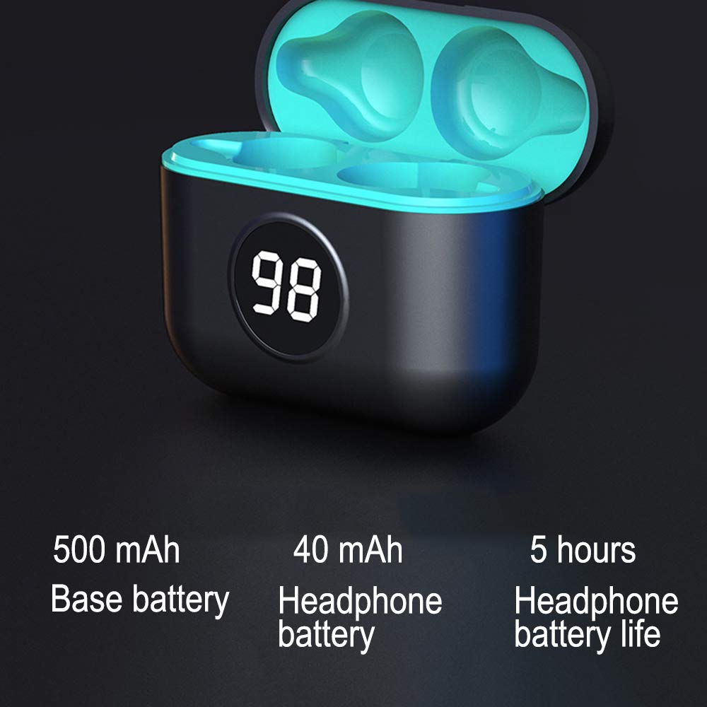 Bezprzewodowe słuchawki douszne, wodoodporne IPX4, prawdziwe bezprzewodowe słuchawki douszne Bluetooth 5.0, bezprzewodowe słuchawki douszne, pudełko do ładowania do uprawiania sportu, czarne, głębokie basy, czarne