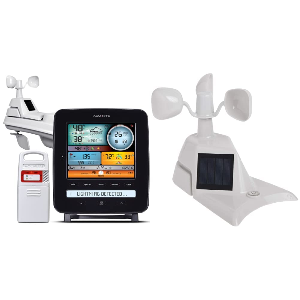 AcuRite Iris (5-in-1) Professional Weather Station with LCD Display and Lightning Detection & Iris 06003 PRO+ Upgrade for 5-in-1 Weather Sensor - 06003M