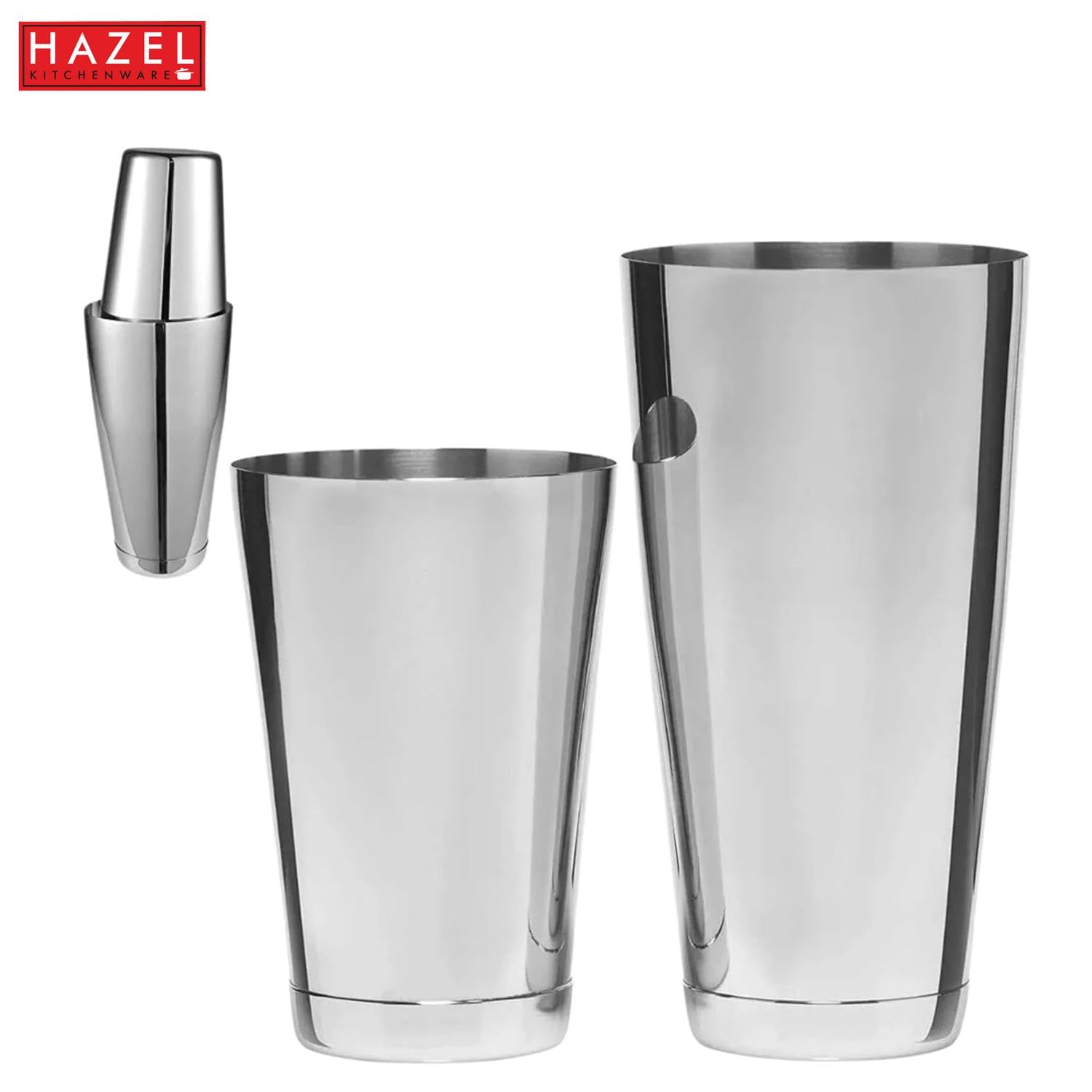 HAZEL Stainless Steel Glass Cocktail Shaker | Cocktail Drink Shaker for Party, Set of 2, Small and Large - Image 5 thumbnail