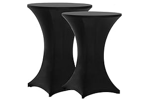 Black spandex covers for 32x43 inch high top dining table (2-pack)