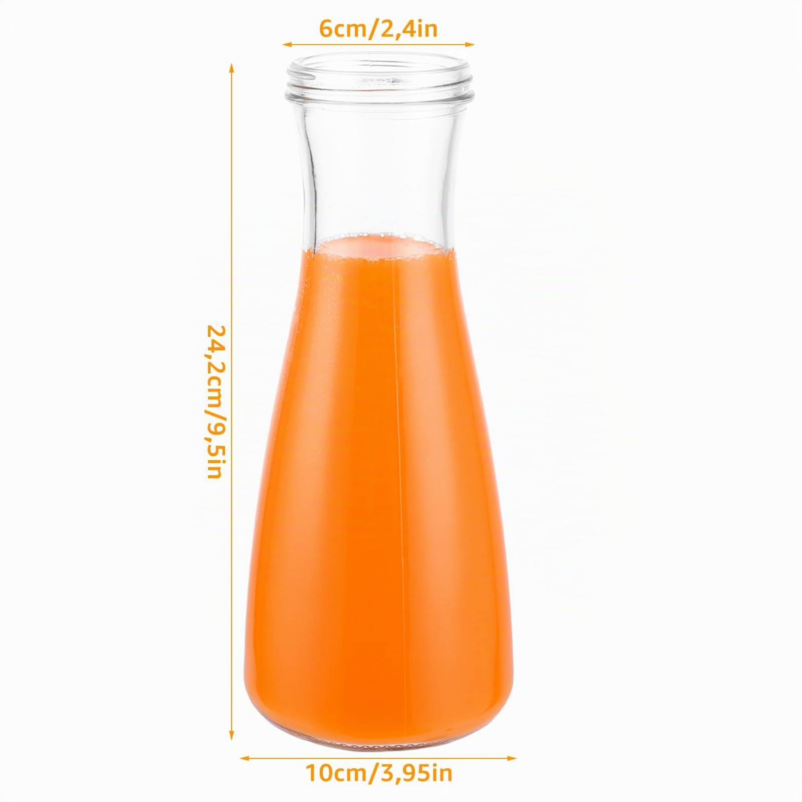 Caraffa in vetro, set da 3 pezzi, 1 litro con coperchio, caraffa in vetro con coperchio, brocca in vetro per latte, bevande succo, tè freddo, bevande fatte in casa