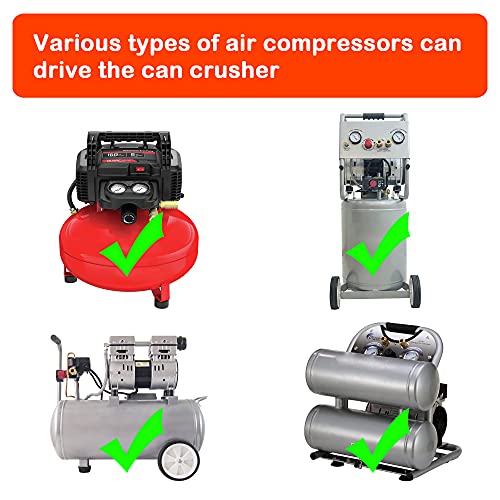 12oz/16oz Pneumatic Can Crusher, Aluminum Can Crusher for Recycling, Wall Mounted Can Smasher, Automatic Discharge after Crushed, Safe and Efficient Recycling Tools.