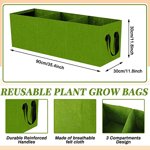Xunyee 6 Pcs Rectangle Plant Grow Bags Fabric Raised Garden Bed With 3 Divided Grids And Handles Fabric Planter Pot Container For Potato Tomato Vegetables Flowers, 35.4 X 11.8 X 11.8 Inch #TOP1