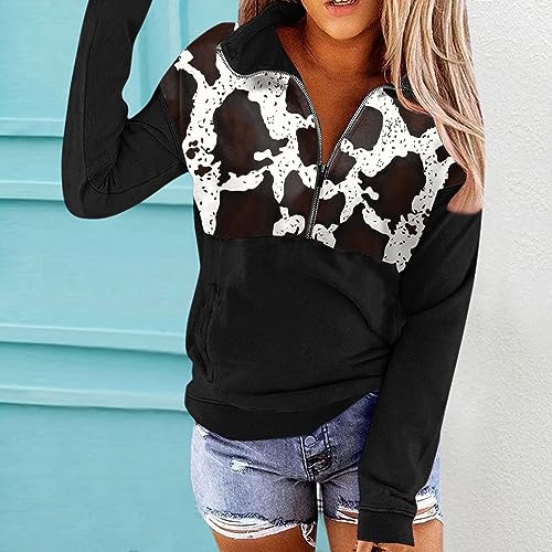 Sudadera con capucha para mujer de algodón con bolsillo canguro manga larga y cordón 2