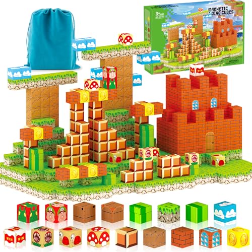 Image of Magnetic Building Blocks for Kids 3+ Year Old, Toys for Boys & Girls Ages 3-5 6-8 8-12. STEM Learning, Montessori, Fidget, Sensory Cubes, Magnet Tiles Block Gifts for Toddler