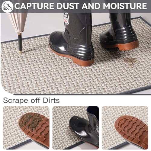 Image of Indoor Door Mat 36x60 Dirt Resistant and Absorbent, Non-Slip Rubber Backing Floor Mats, Easy Clean Low-Profile Door mat for Entryway, Front Door, Inside Entrance Gray