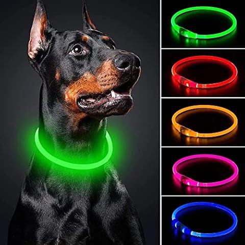 Flowzuk Dog Collar Light - High-Visibility Light Up Dog Collar - Vibrant LED Light - Strong Plastic Dog Collar - USB Rechargeable Dog Collar Light - Waterproof Dog Collar - Fun Gifts for Pet Parents Cover