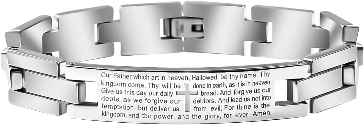 Stainless Steel Cross Necklace Pendant Bracelet - Costume Jewelry Set for Women Necklaces Size 24 Inches Catholic Faith Religious Christian Jewelry - Anniversary Birthday Christmas Gifts for Women