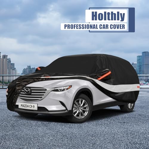 Image of 10 Layers SUV Car Cover Custom Fit for Mazda CX9 /CX90 (2007-2026) Waterproof All Weather for Automobiles, Outdoor Full Cover Sun UV Rain Protection with Cotton.Black
