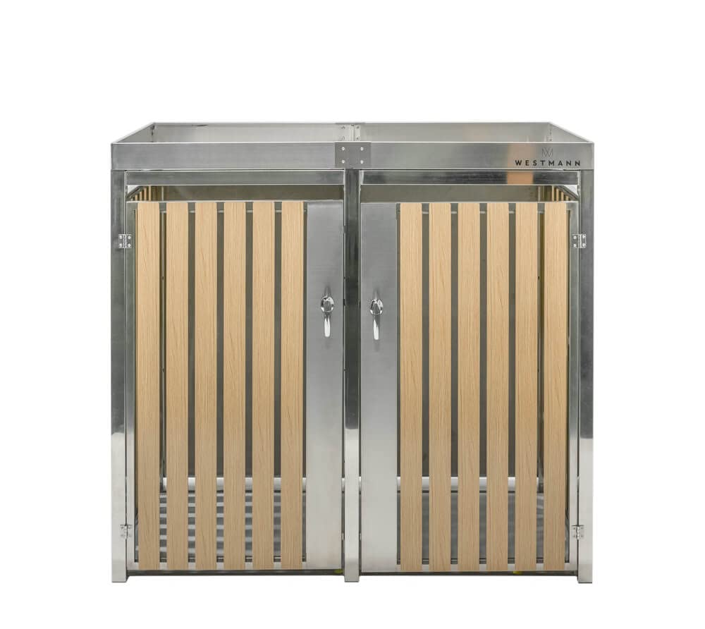 WESTMANN Mülltonnenbox für 2X 240L Mülltonnen 84x134x125 cm Silber 240 L