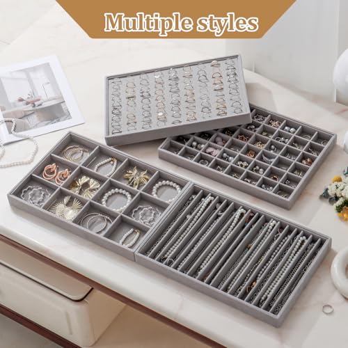 Image of Large Velvet Jewelry Tray Display Drawer Inserts 2 Pack