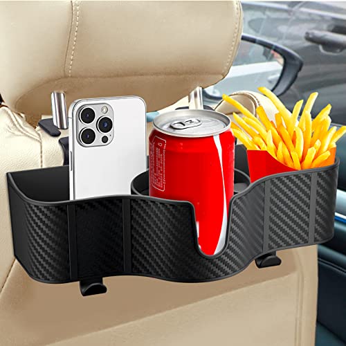 OUSHASAA 3-in-1 Car Headrest Backseat Organizer with 3.7 Backseat Cup Holder for Car Seat Back Organizer with Hooks