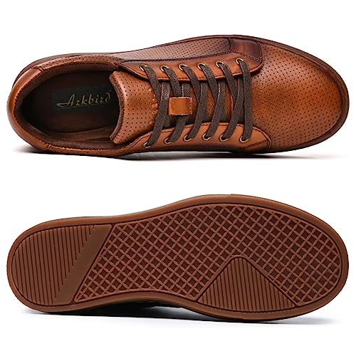 Image of Arkbird Casual Sneakers, Breathable Lace-Up Leather Walking Shoes Comfortable Fashion Sneakers for Men Daily Work
