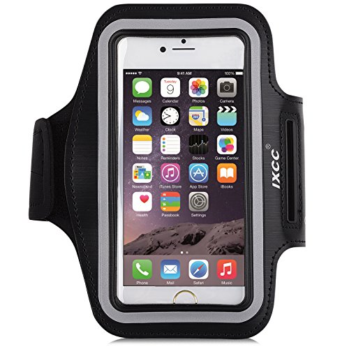 iPhone 6 / 6s Armband, iXCC Trek Series Sport Running Sweatproof Armband with Dual Arm-Size Slots for iPhone 6, 6s, 5s, 5, 5c, iPod MP3 Player - Black