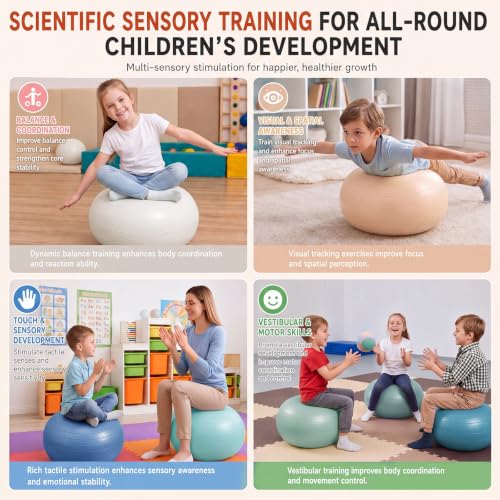 Image of Lewtemi 8 Pcs Flexible Seating for Classroom Elementary,20'' | Inflated Wobble Chair for Sensory Kids Large Yoga Ball Chairs Donut Ball Seats with Inflator for Classroom Office School