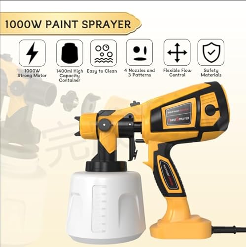 Xavax CN-6000 Paint-Sprayer 1000W Hvlp High Power Electric Spray Paint Gun 1400Ml High Capacity Container Easy To Clean For Furniture Cabinets Fence Walls Door Works Garden Chairs Etc thumb #4