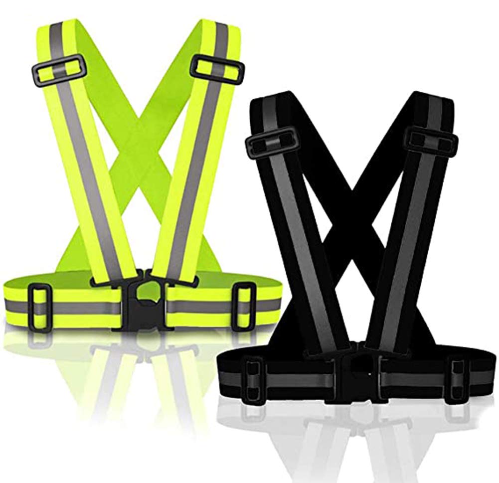 Excefore Reflective Vests 2 pcs Lightweight Bright Safety Vest High Visibility & Adjustable For Night Running Hiking Cycling Walking Jogging Safety Reflector For Men Women Kids