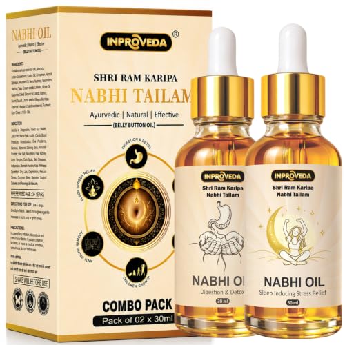 Image of Digestion-Detox & Deep Sleep-Stress Relief Nabhi Oil | Inproveda Nabhi Oil for Ayurvedic Multi Benefit Belly Button Oil for Daily Wellness & Relaxation | नाभि तेल | Combo Pack of 30ml + 30ml=60ml