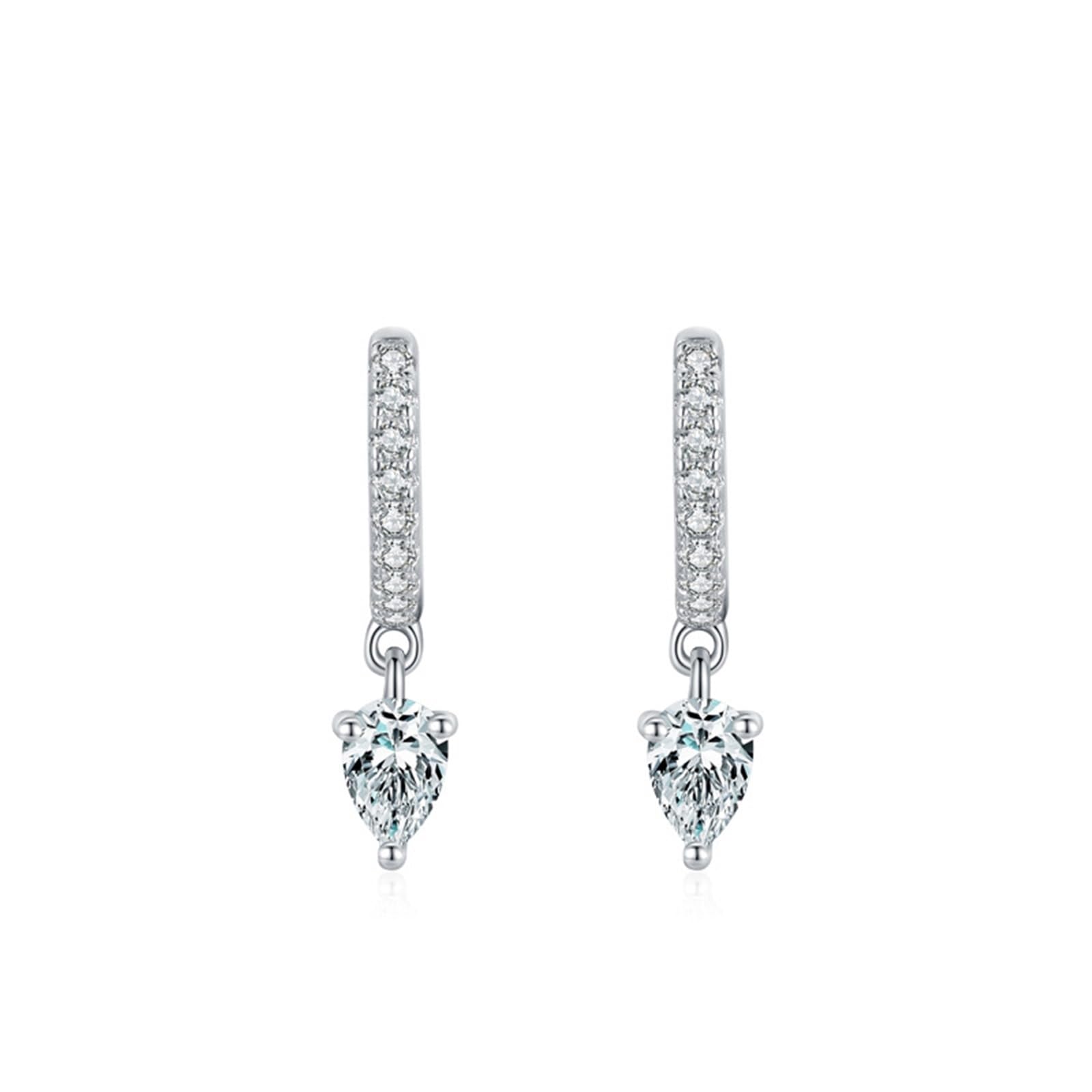 Wycian Pendientes de aro pequeños para mujer, pendientes de moissanit dorados para mujer, pendientes de aro con forma de gota, oro blanco