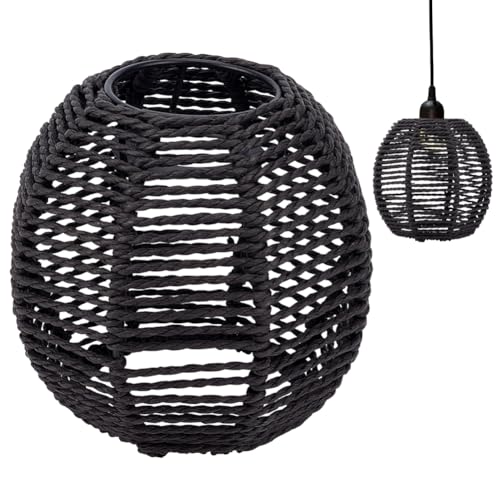 BENECREAT Ersatz Für Kleine Boho Sonnenblenden Schwarzer Papierkordel Lampenschirm Gewebte Pendelleuchtenabdeckungen Retro Lampenschirm Für Stehlampe Kronleuchter Schreibtischlampe Wandleuchten