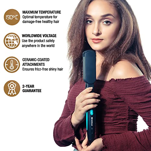 Image of Havells HC4043 3 in 1 Hair Styler - Straightener, 19mm Curler, Crimper for Multiple Styles - (Blue /Black)