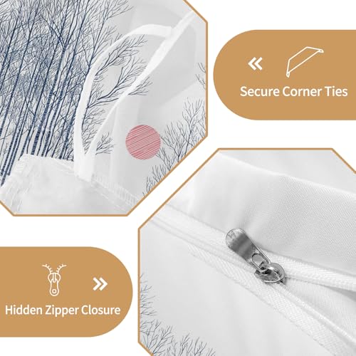 Housse de couette arbres en microfibre premium 160x200 avec zip durable