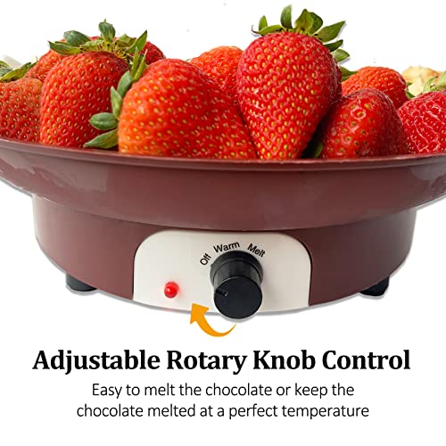 Drstarful Fondue Pot Set, Electric Chocolate Fondue Maker with 6 Forks & Serving Tray, Cheese Melting Fondue Machine Kit, Temperature Control, Perfect Gift for Kid Birthday, Christmas, Valentine\'s Day