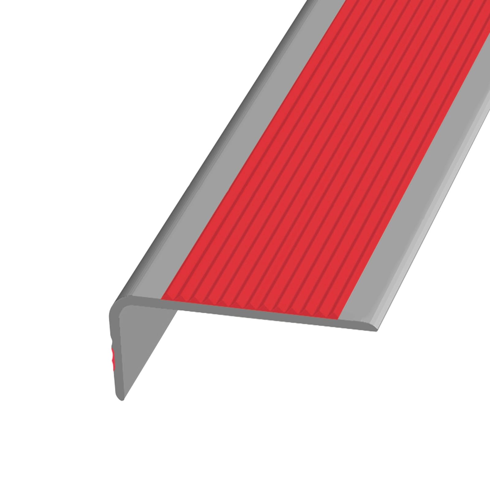 Protezione in vinile per bordi delle scale, in gomma antiscivolo, autoadesive, impermeabili, pretagliate, per uso interno ed esterno (rosso, 25 m)