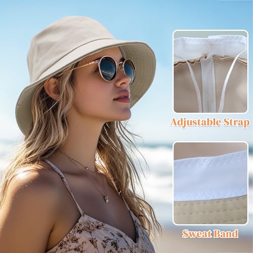 Image of Bucket Hats for Men Woman Summer Outdoor Cotton Sun Hat Travel Fishing Beach Packable Hat