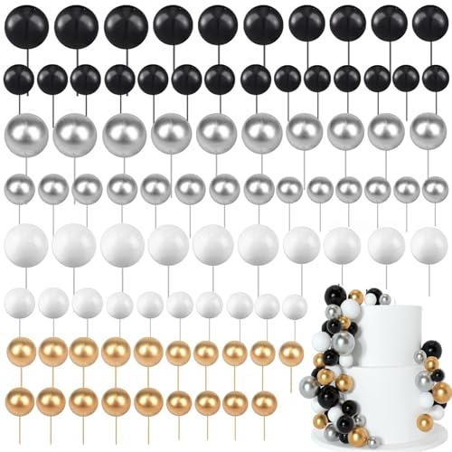 120 Pièces Boules de Décoration de Gâteau,BetterJonny Mini Topper de Gâteau de Ballon Balle Gâteau Topper pour Fête d'anniversaire Décoration de Gâteau...