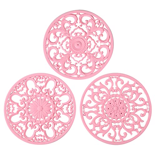 Juego de 3 posavasos de silicona muy gruesa para platos calientes, ollas y sartenes, para resaltar tu mesa y encimera, decoración y accesorios de cocina, color rosa
