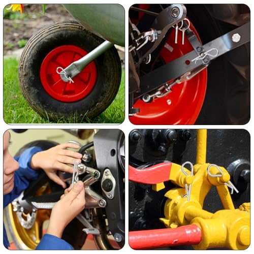 MirraSwit 120 Stück Splinte Sortiment, R Clips Set, Federsplinte Federstecker Sortiment, 9 Größen Verzinkte Sicherungssplinte, Haltefederkupplung Splinte für Schlepper, Rasenmäher, Autos (1-4mm)