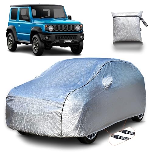 Image of Continental [SilverGuard] Dual Belts Extra Protection Maruti Jimny Car Cover(2023-2026) Build with Triple Stitched,Waterproof & Dustproof Car Cover for Jimny (Metallic Silver).